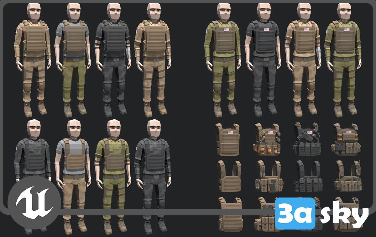 Low Poly_Soldiers 5.1 from UNREAL Models & Free Download