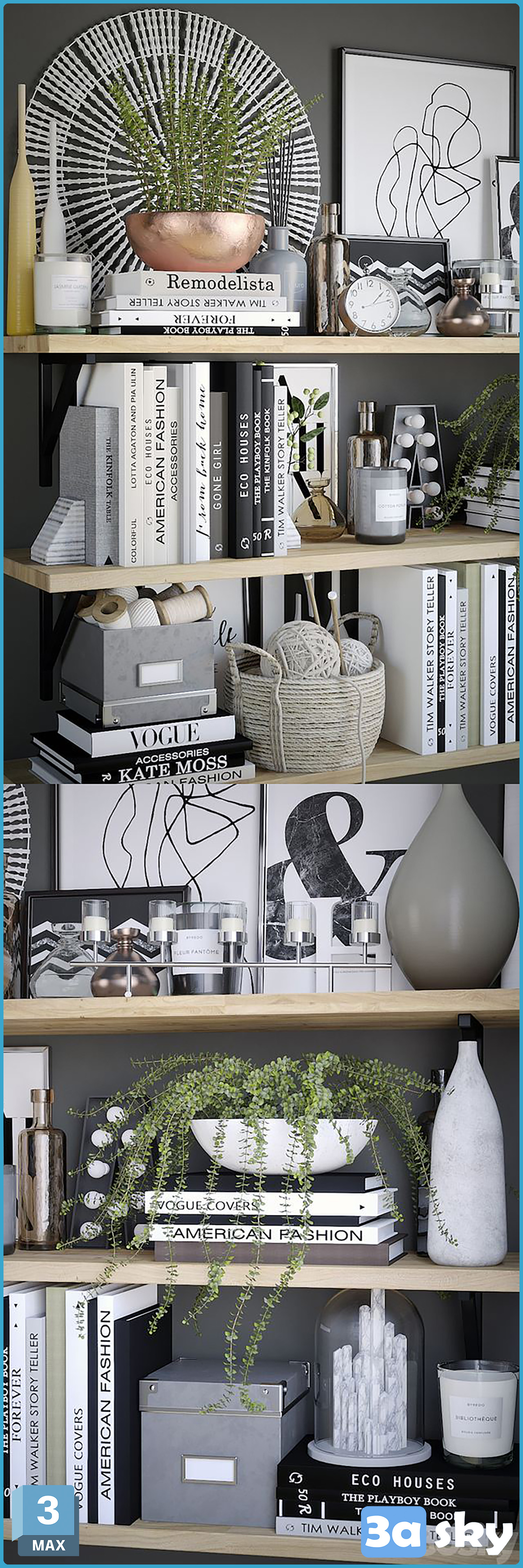 Black and white decor set 6 from 3DS MAX Models & Free Download