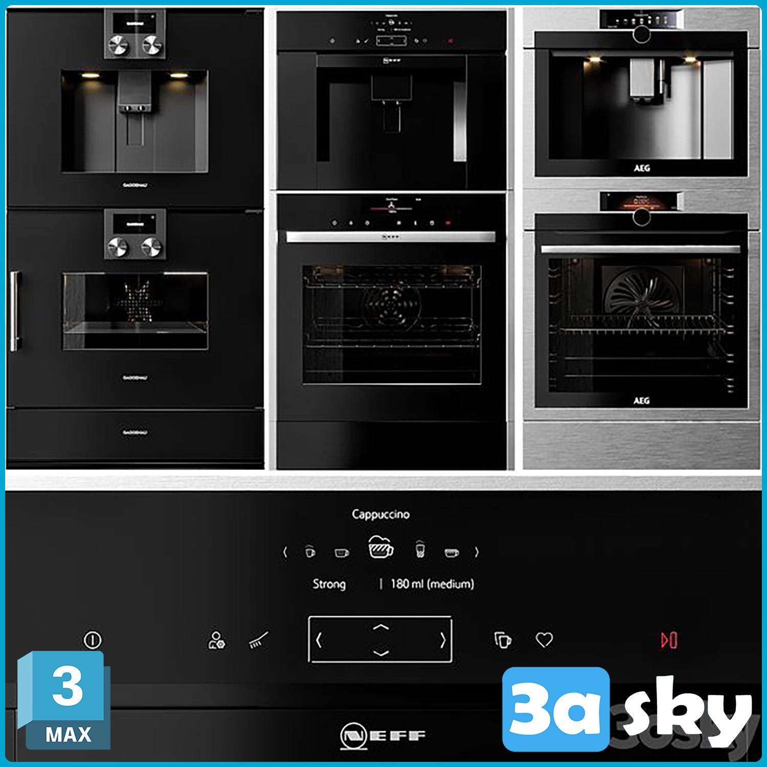 GAGGENAU, AEG and NEFF double oven and coffeemaker collection from 3DS