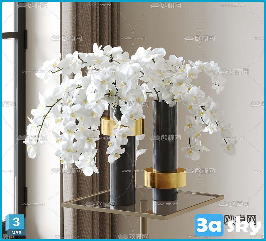 兰花 花瓶 花艺 鲜花3d模型 id-14126451 from 3DS MAX Models & Free Download